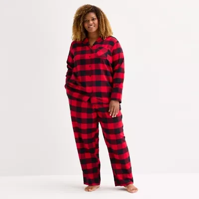 North Pole Trading Co. Buffalo Check Womens Long Sleeve Matching Family Plus Pajama Sets