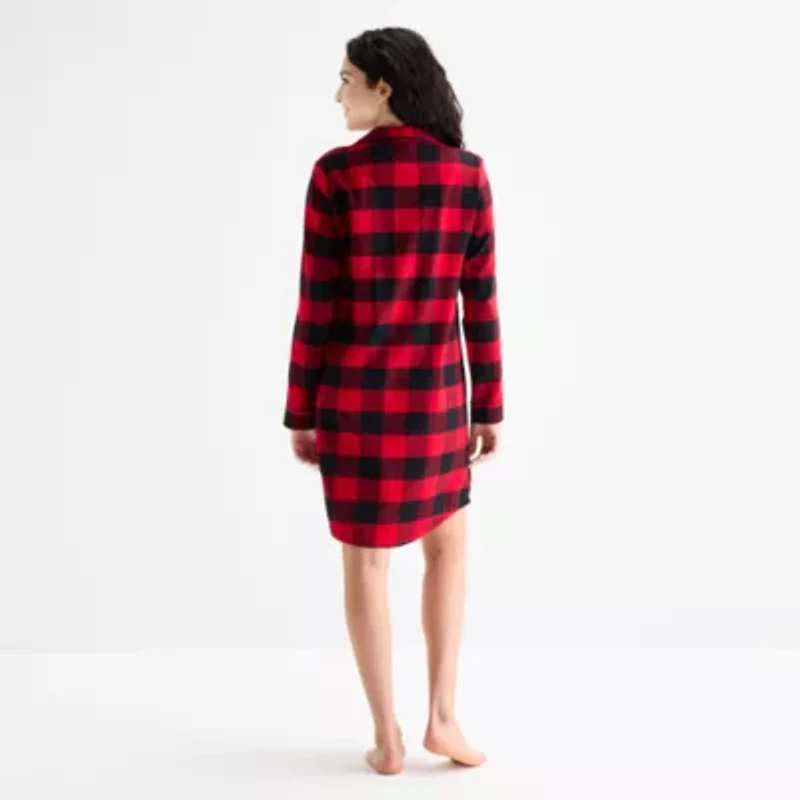 North Pole Trading Co. Buffalo Check Womens Flannel Long Sleeve Matching Family Nightshirt