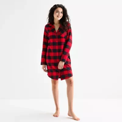 North Pole Trading Co. Buffalo Check Womens Flannel Long Sleeve Matching Family Nightshirt