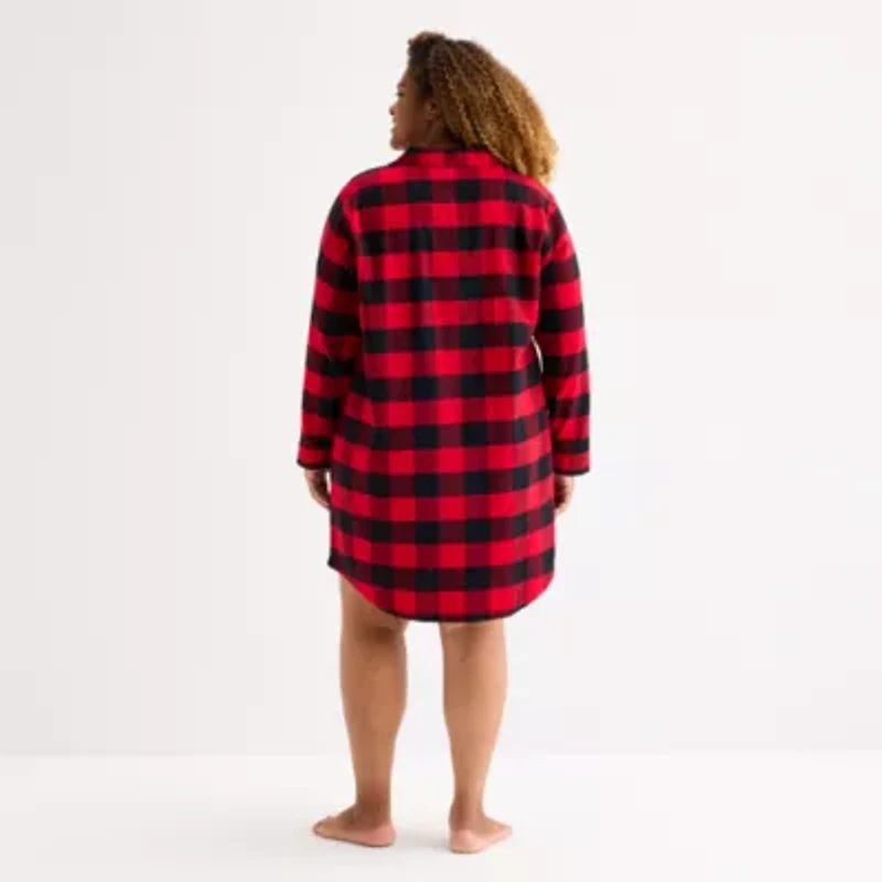 North Pole Trading Co. Buffalo Check Womens Flannel Long Sleeve Matching Family Nightshirt