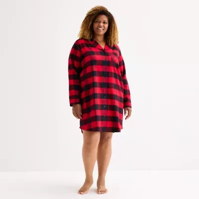 North Pole Trading Co. Buffalo Check Womens Flannel Long Sleeve Matching Family Nightshirt