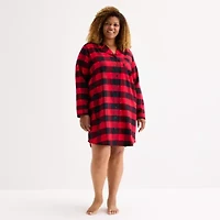 North Pole Trading Co. Buffalo Check Womens Flannel Long Sleeve Matching Family Nightshirt