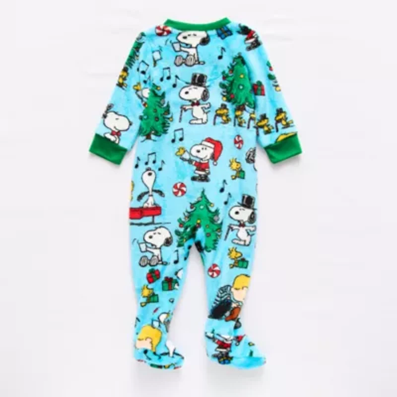 Baby Unisex Peanuts Snoopy Microfleece Long Sleeve Matching Family Footed Pajamas