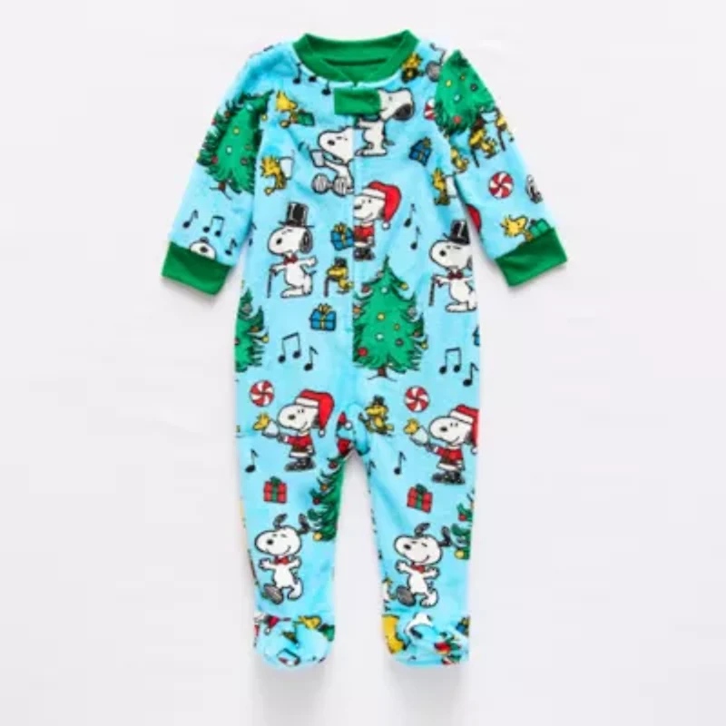 Baby Unisex Peanuts Snoopy Microfleece Long Sleeve Matching Family Footed Pajamas