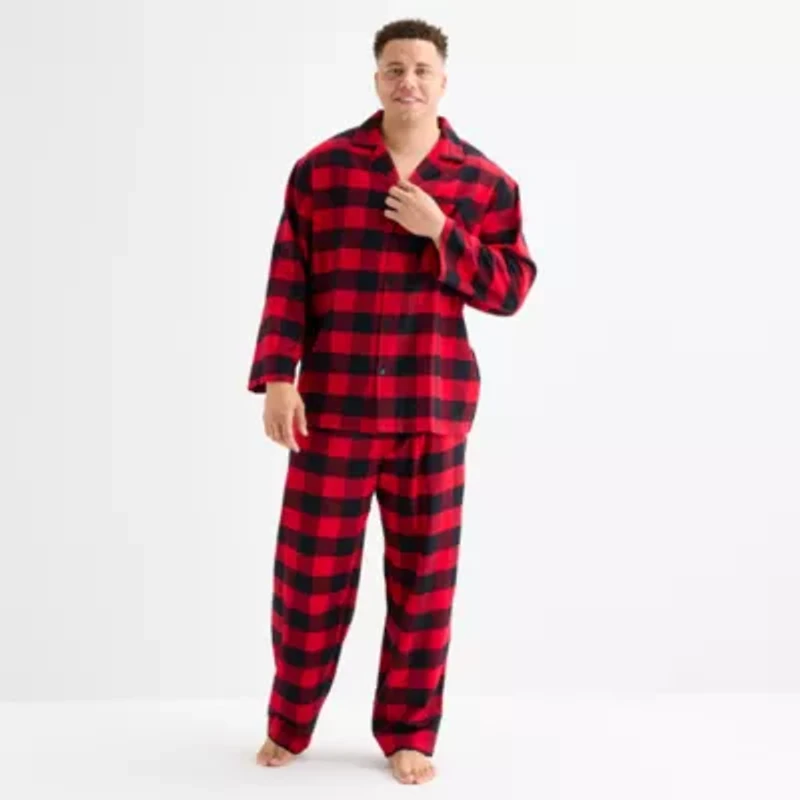 North Pole Trading Co. Mens Flannel Long Sleeve 2-pc. Matching Family Big Pajama Sets