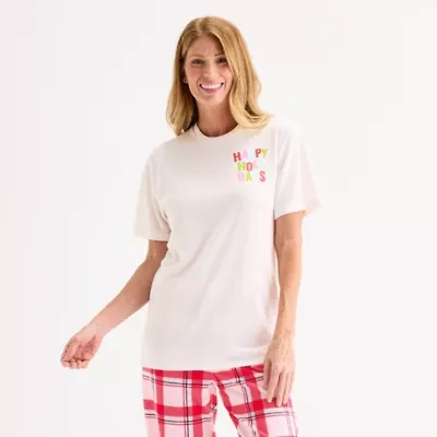 North Pole Trading Co. Happy Holidays Unisex Adult Crew Neck Short Sleeve Matching Family Pajama Top