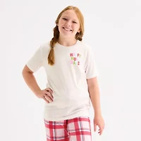 North Pole Trading Co. Happy Holidays Big Kid Unisex Crew Neck Short Sleeve Matching Family Pajama Top