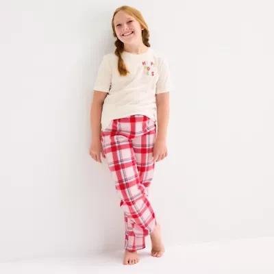 North Pole Trading Co. Happy Holidays Big Kid Unisex Crew Neck Short Sleeve Matching Family Pajama Top