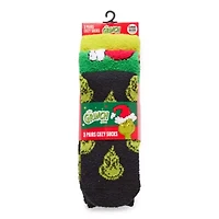 Cozy Unisex Adult 3 Pair Grinch Crew Socks