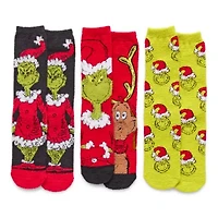 Cozy Unisex Adult 3 Pair Grinch Crew Socks