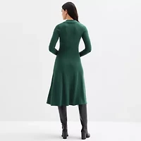 Melonie T Womens Long Sleeve Midi Sweater Dress