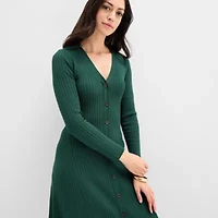 Melonie T Womens Long Sleeve Midi Sweater Dress