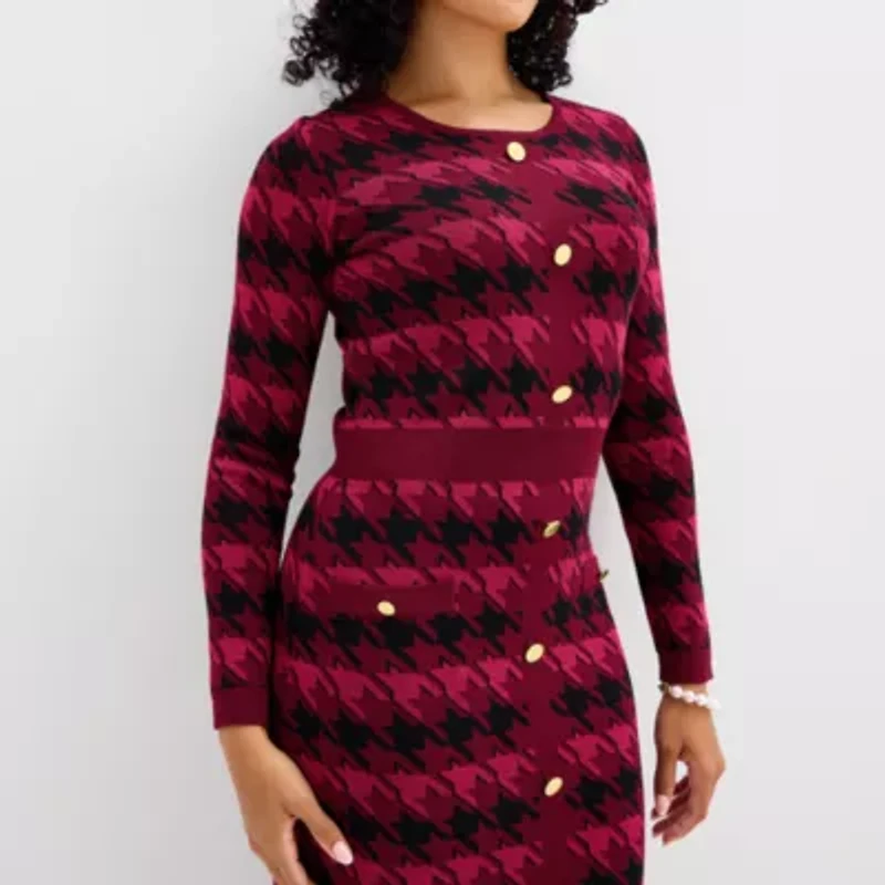 Melonie T Womens Long Sleeve Sweater Dress