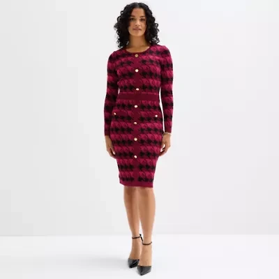 Melonie T Womens Long Sleeve Sweater Dress