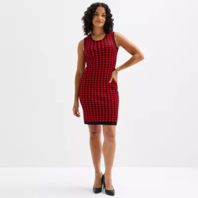 Melonie T Womens Long Sleeve Jacket Sweater Dress