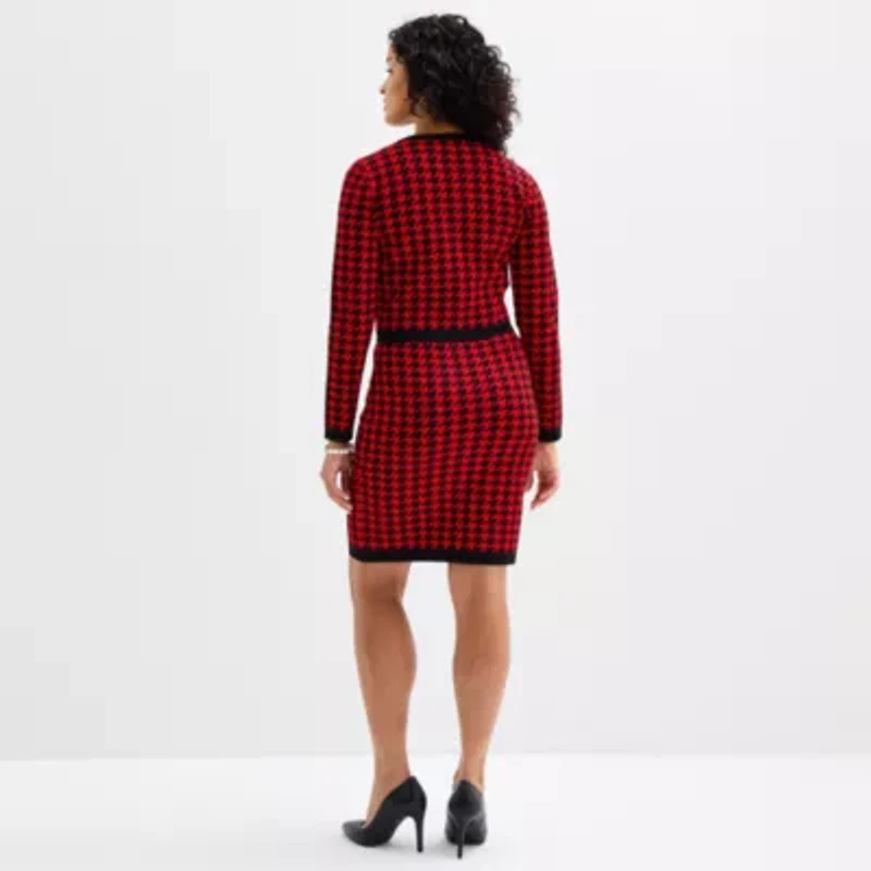 Melonie T Womens Long Sleeve Jacket Sweater Dress