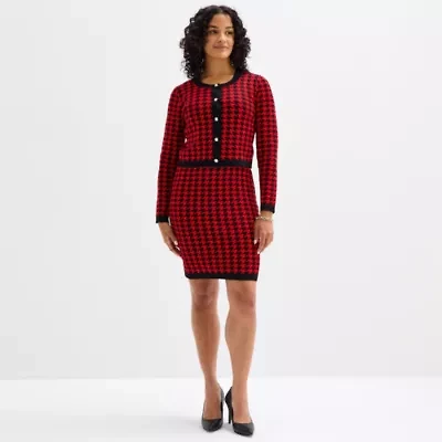 Melonie T Womens Long Sleeve Jacket Sweater Dress