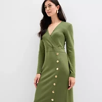 Maia Womens Long Sleeve Midi Sweater Dress