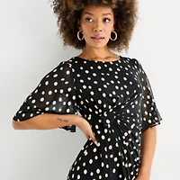 Connected Apparel Womens Short Sleeve Dots Sheath Dress