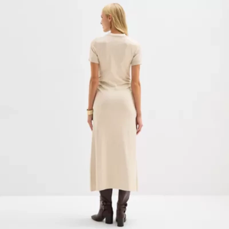 Isabel & Nina Womens Short Sleeve Midi Sheath Dress