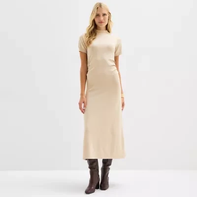 Isabel & Nina Womens Short Sleeve Midi Sheath Dress