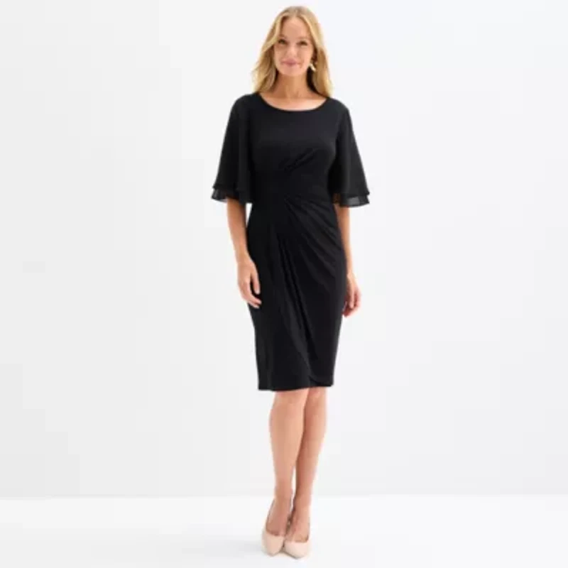 Connected Apparel Womens Short Sleeve Sheath Dress