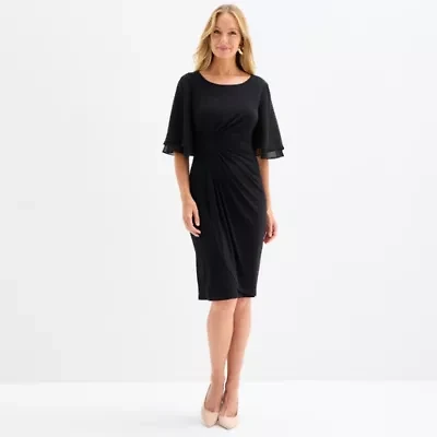 Connected Apparel Womens Short Sleeve Sheath Dress