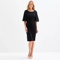 Connected Apparel Womens Short Sleeve Sheath Dress
