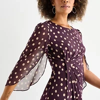Connected Apparel Womens 3/4 Sleeve Dots Sheath Dress