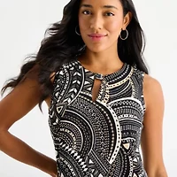 Sandra Darren Womens Sleeveless Geometric Shift Dress