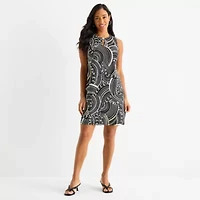 Sandra Darren Womens Sleeveless Geometric Shift Dress
