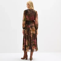 Isabel & Nina Womens Long Sleeve Floral Maxi Dress