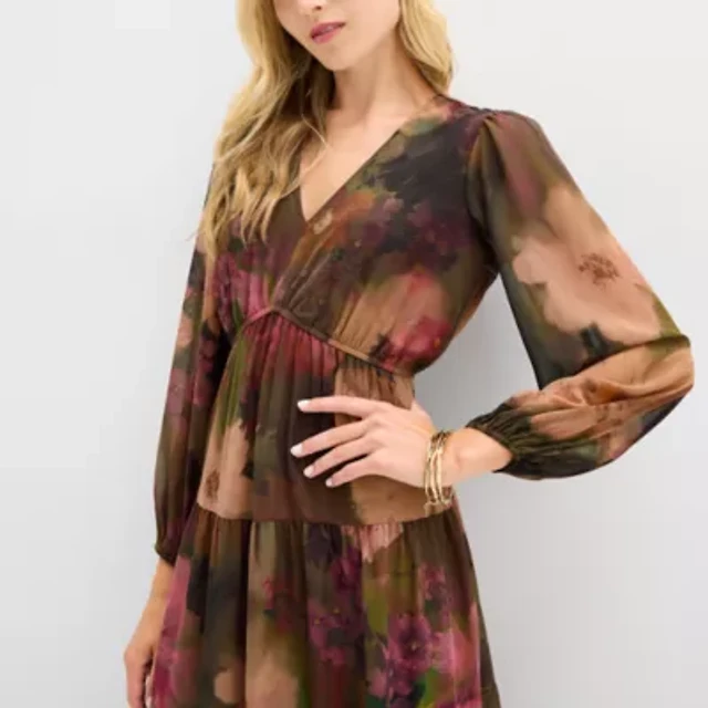 isabel & nina womens long sleeve floral maxi dress Isabel & Nina Womens Long Sleeve Floral Maxi Dress