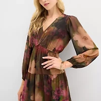 Isabel & Nina Womens Long Sleeve Floral Maxi Dress