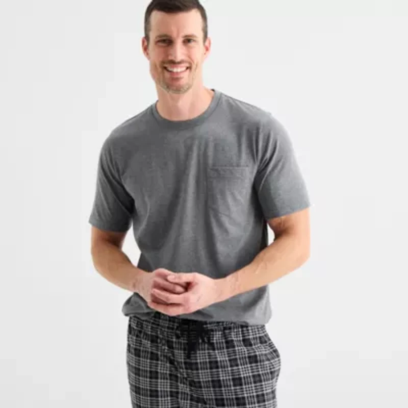 St. John's Bay Mens Crew Neck Short Sleeve 2-pc. Pajama Sets