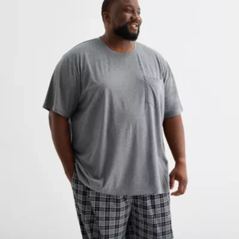 St. John's Bay Mens Crew Neck Short Sleeve 2-pc. Big and Tall Pajama Sets