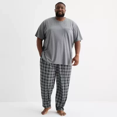 St. John's Bay Mens Crew Neck Short Sleeve 2-pc. Big and Tall Pajama Sets