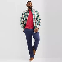 St. John's Bay Everyday Stretch Mens Long Sleeve Cuffed Slim Fit Tall Button-Down Shirt