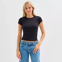 Arizona Womens Crew Neck Short Sleeve Juniors T-Shirt