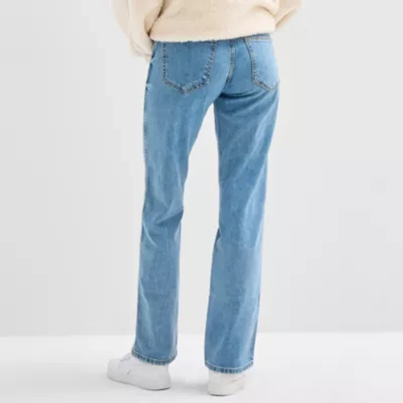 Arizona Juniors Short Bow Womens Highest Rise Straight Leg Jean