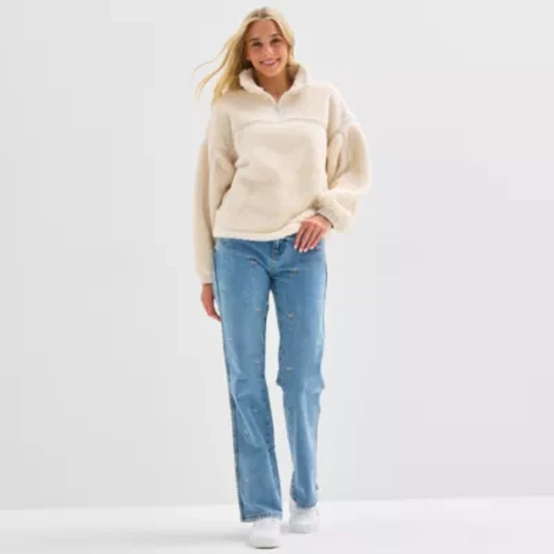 Arizona Juniors Short Bow Womens Highest Rise Straight Leg Jean