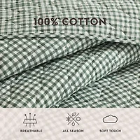 Laura Ashley Gracies Gingham Easy Care Quilt Set