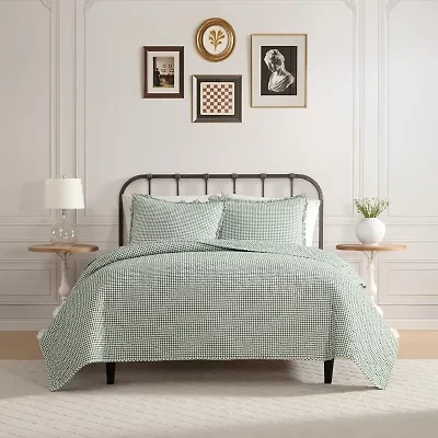 Laura Ashley Gracies Gingham Easy Care Quilt Set