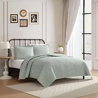 Laura Ashley Gracies Gingham Easy Care Quilt Set