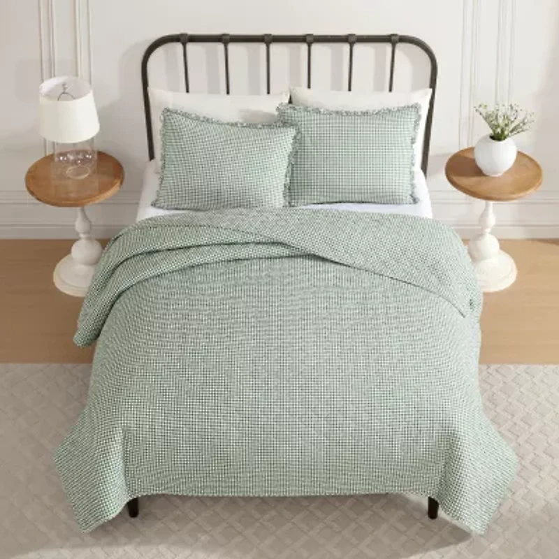 Laura Ashley Gracies Gingham Easy Care Quilt Set