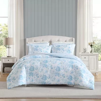Laura Ashley Anja Textured Toile Easy Care Complete Bedding Set with Sheets