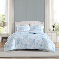 Laura Ashley Anja Textured Toile Easy Care Complete Bedding Set with Sheets