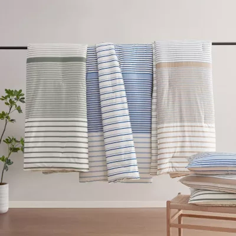 Eddie Bauer Cooper Stripe Midweight Easy Care Comforter Set