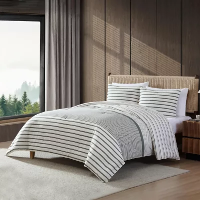 Eddie Bauer Cooper Stripe Midweight Easy Care Comforter Set