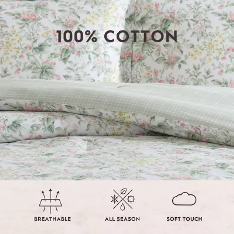 Laura Ashley Bramble Floral Midweight Easy Care Comforter Set